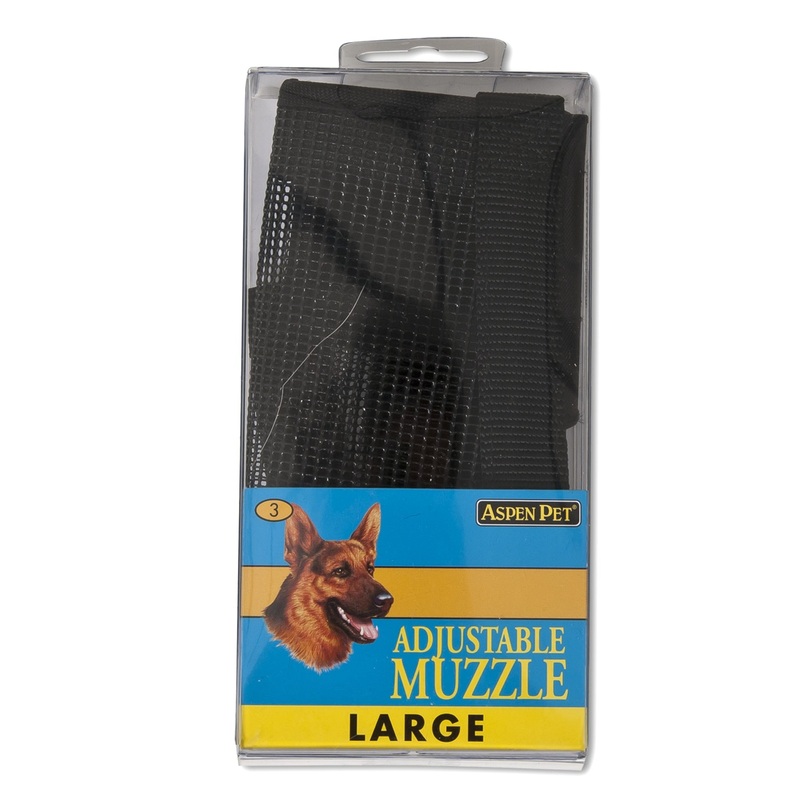 Aspen Pet Adjustable Muzzle|BLACK|LARGE