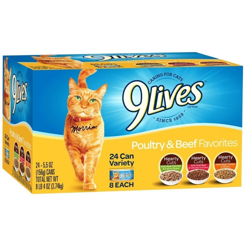 9 Lives Poultry and Beef Favorites Variety Pack Canned Cat Food