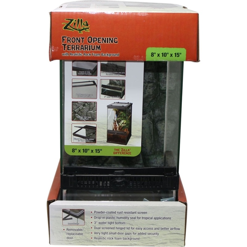 Zilla Front Opening Terrarium|8X10X15 IN|12X12X15 IN|20 LONG-30X12X12 IN