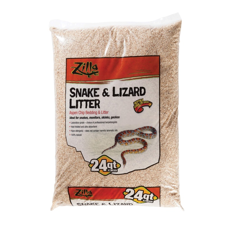 Zilla Snake & Lizard Litter|4 qt – 8.5 x 2.5 x 13.5″|24 qt – 17.125 x 4.75 x 22.5″