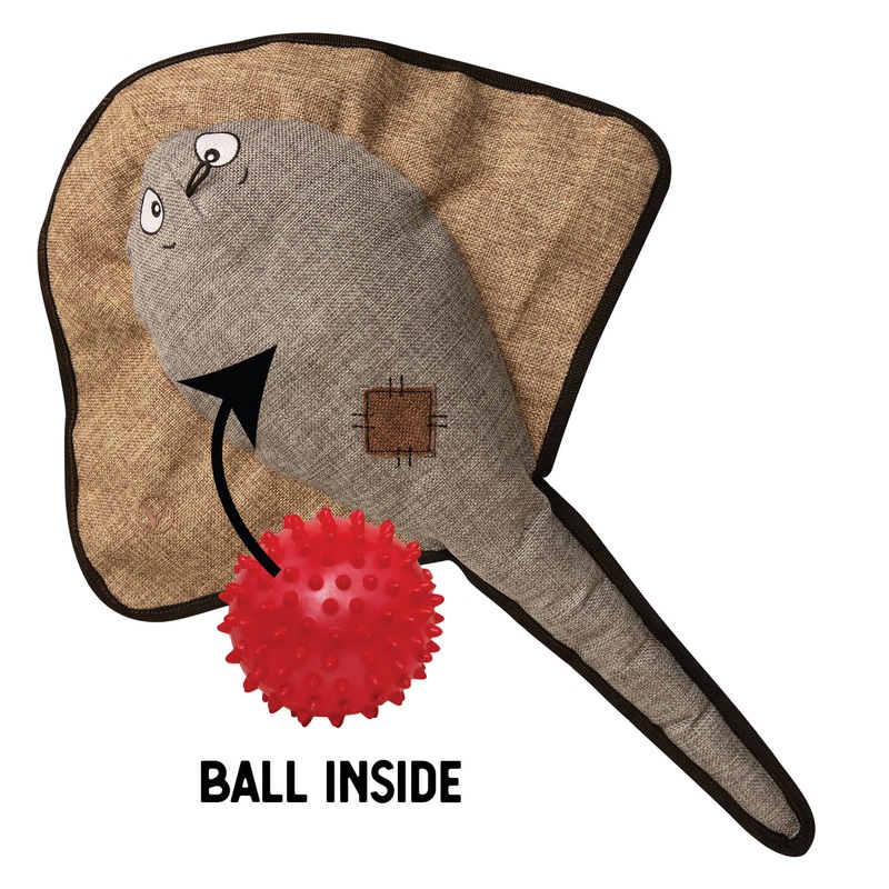 SnugArooz Sally the Stingray w/ Rubber Spikey Ball Plush Dog Toy 21