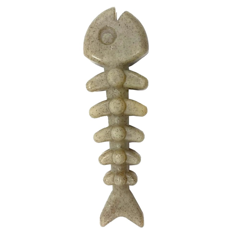 SodaPup Nylon Fish Bone Interactive Dog Chew Toy Brown