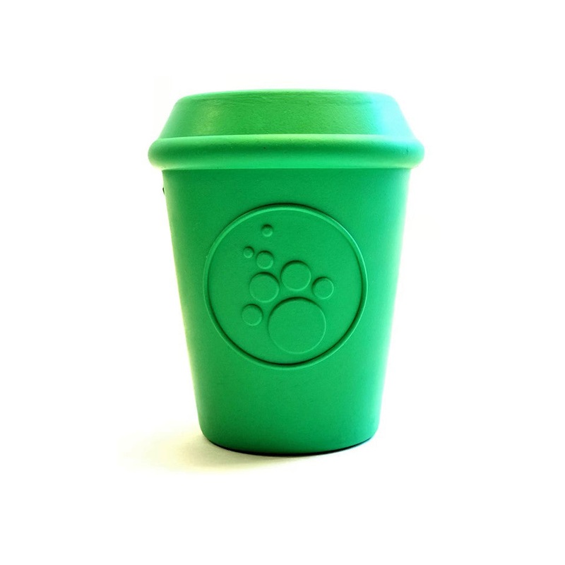 SodaPup Rubber Coffee Cup Durable Dog Chew Toy Green Large 4