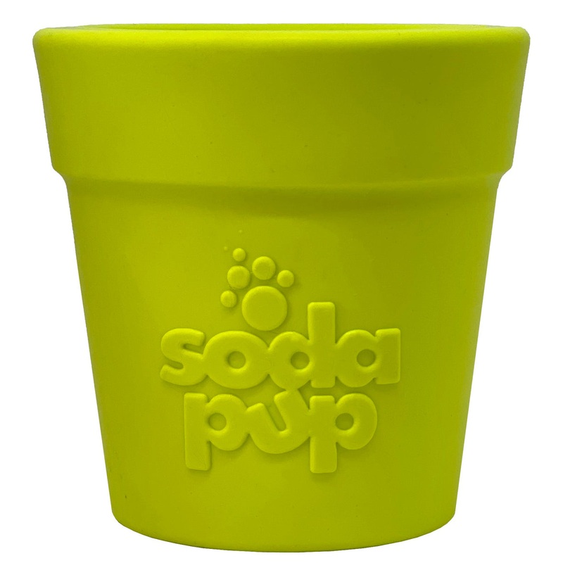 SodaPup Rubber  Flower Pot Durable Treat Dispenser Dog Toy Green 3.5