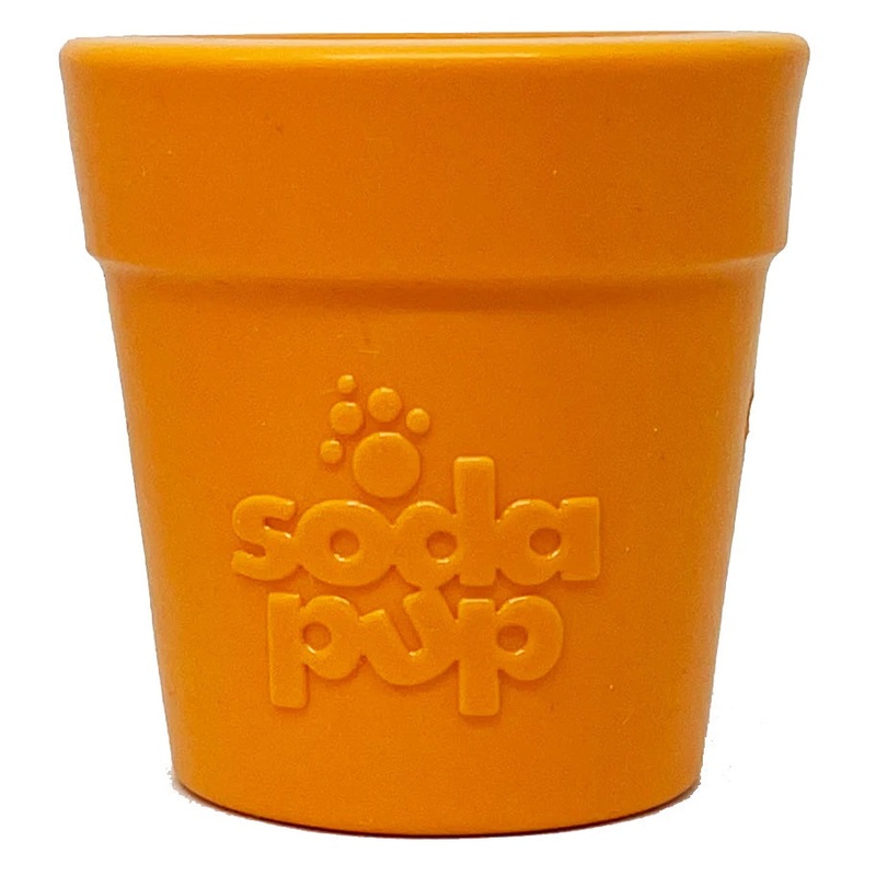 SodaPup Rubber  Flower Pot Durable Treat Dispenser Dog Toy Orange 3.5