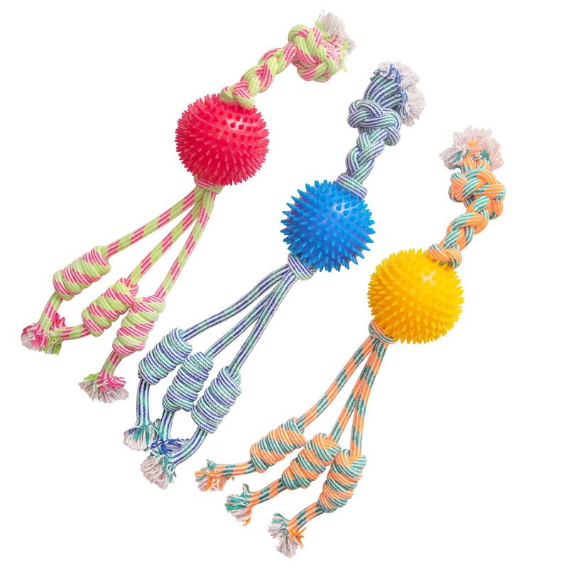 SnugArooz Feel’N Spikey Rope Dog Toy Assorted Colors 23