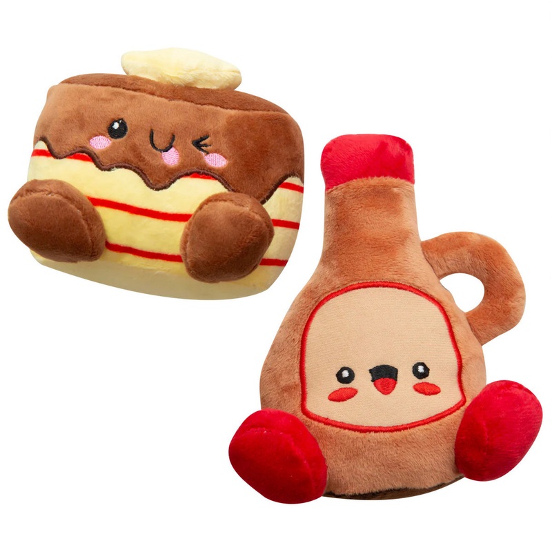SnugArooz Pancake and Syrup Plush Dog Toy 4 2pk