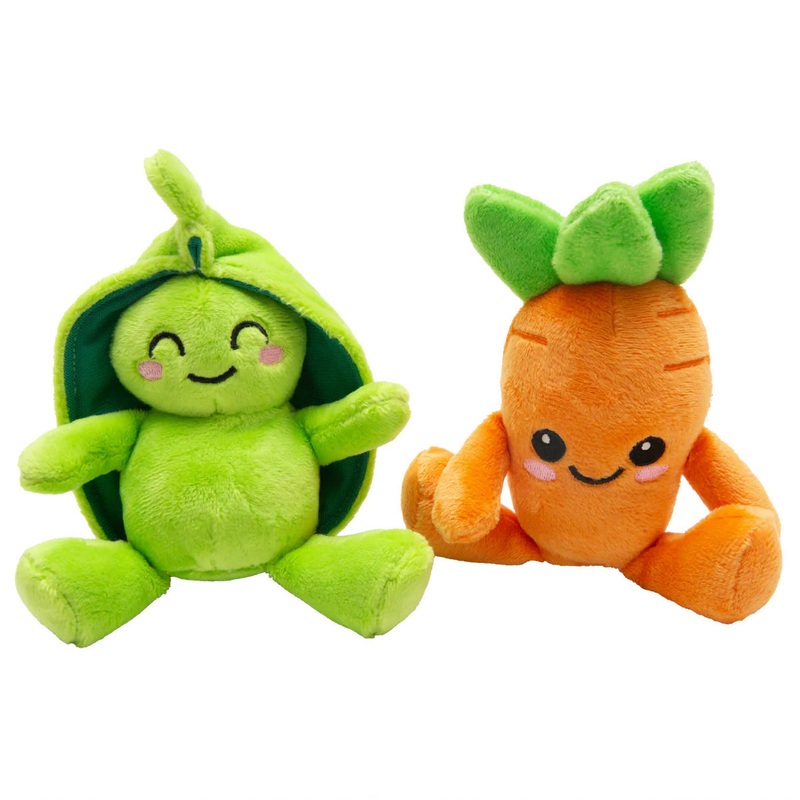 SnugArooz Pea and Carrot Plush Dog Toy 4 2pk