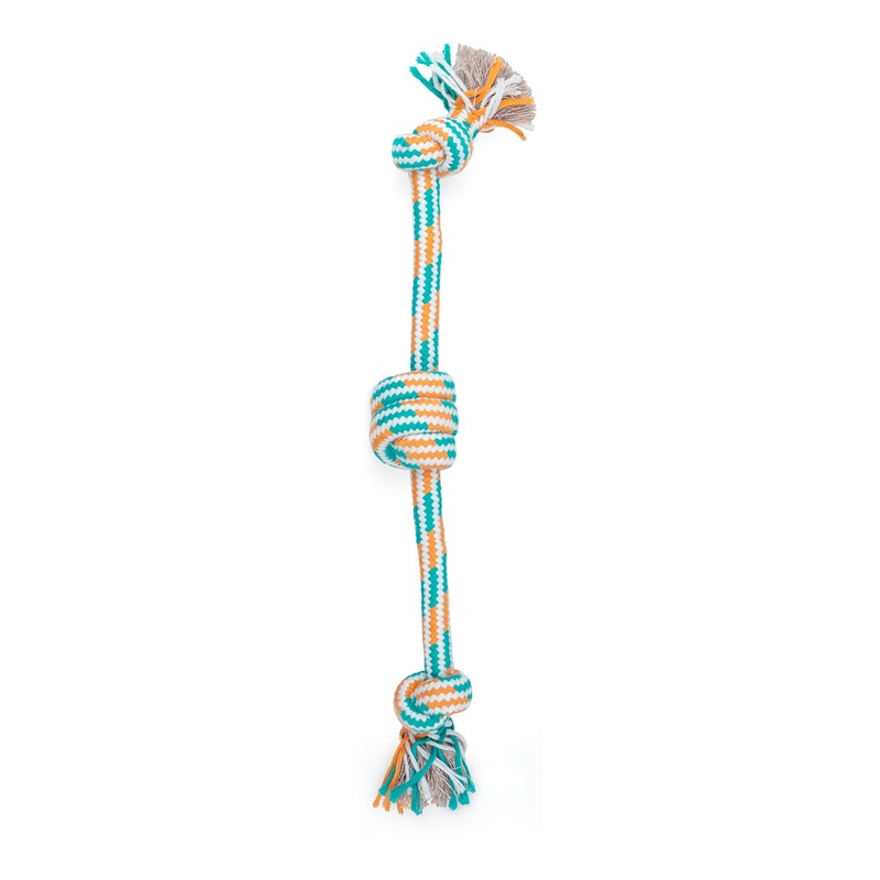 ThoozyPet 3-Knot Rope Dog Toy Orange / Teal 16