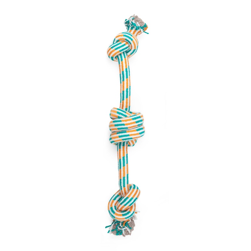 ThoozyPet 3-Knot Rope Dog Toy Orange / Teal 25