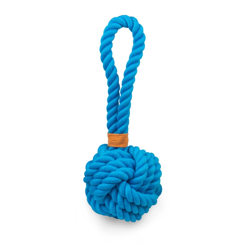 ThoozyPet Ball Tug Rope Dog Toy with Handle Blue 5