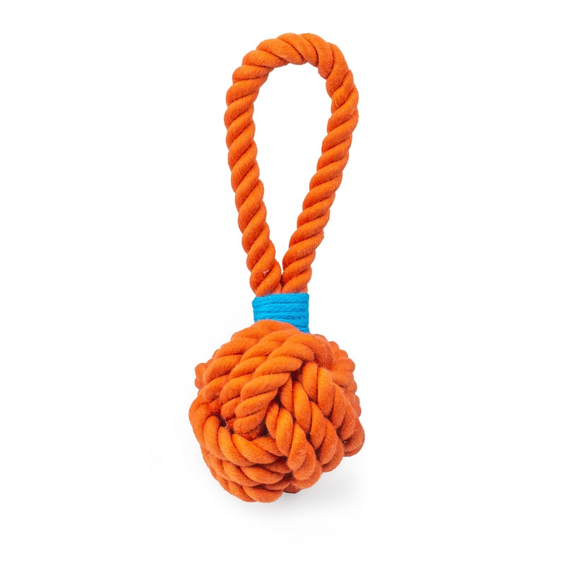 ThoozyPet Ball Tug Rope Dog Toy with Handle Orange 3