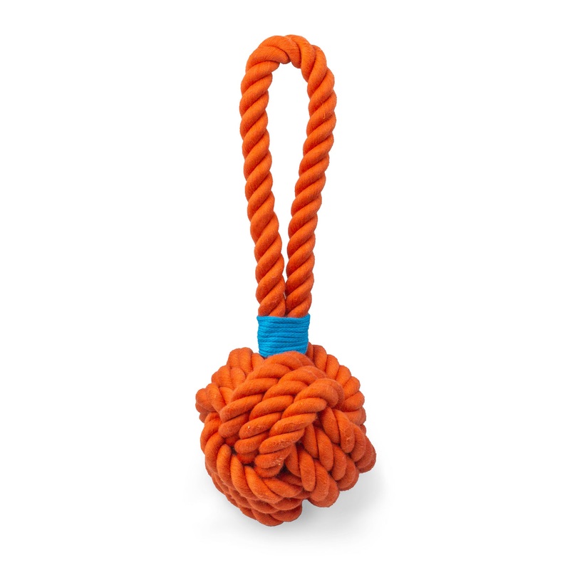 ThoozyPet Ball Tug Rope Dog Toy with Handle Orange 5
