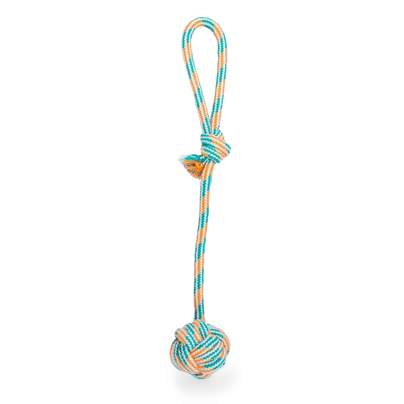 ThoozyPet Ball Tug Rope Dog Toy with Handle Orange / Teal 17