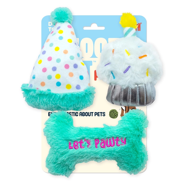 ThoozyPet Birthday 3pk Small Plush Dog Toys 5.5