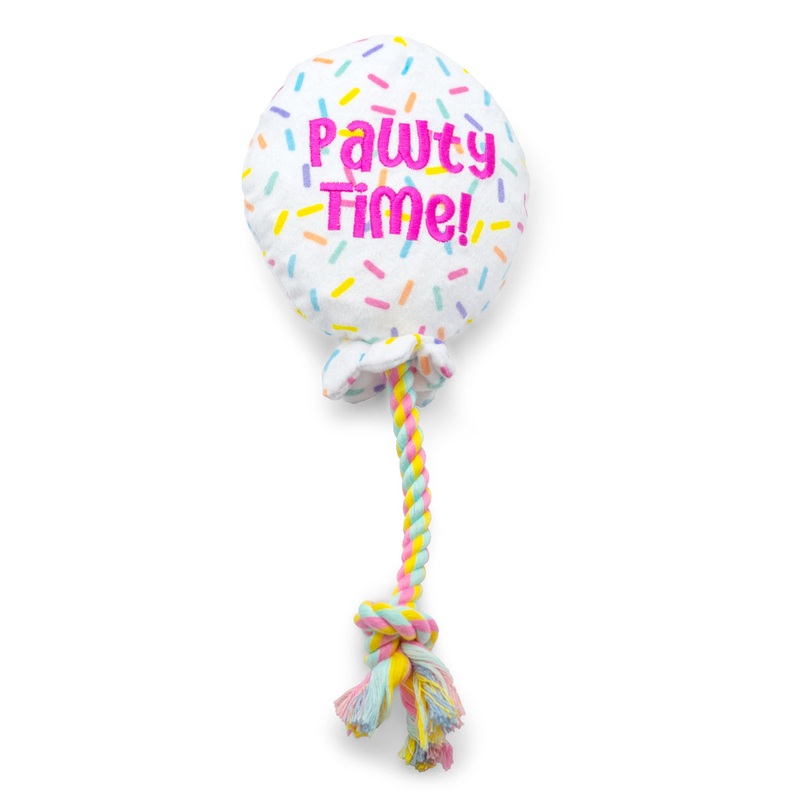 ThoozyPet Birthday Balloon Plush Dog Toy with Rope 7