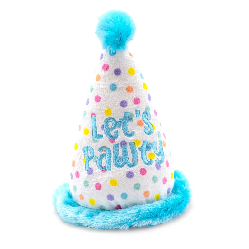 ThoozyPet Birthday Hat Blue Plush Dog Toy 7