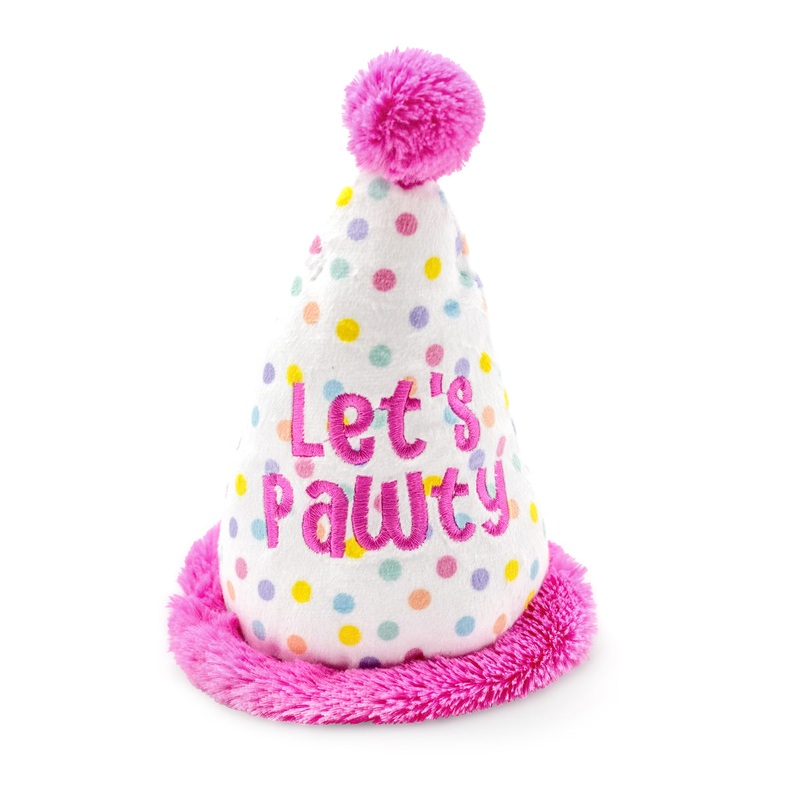 ThoozyPet Birthday Hat Pink Plush Dog Toy 7