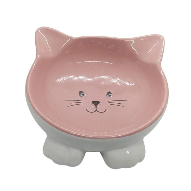 ThoozyPet Cat Face Ceramic Bowl Pink