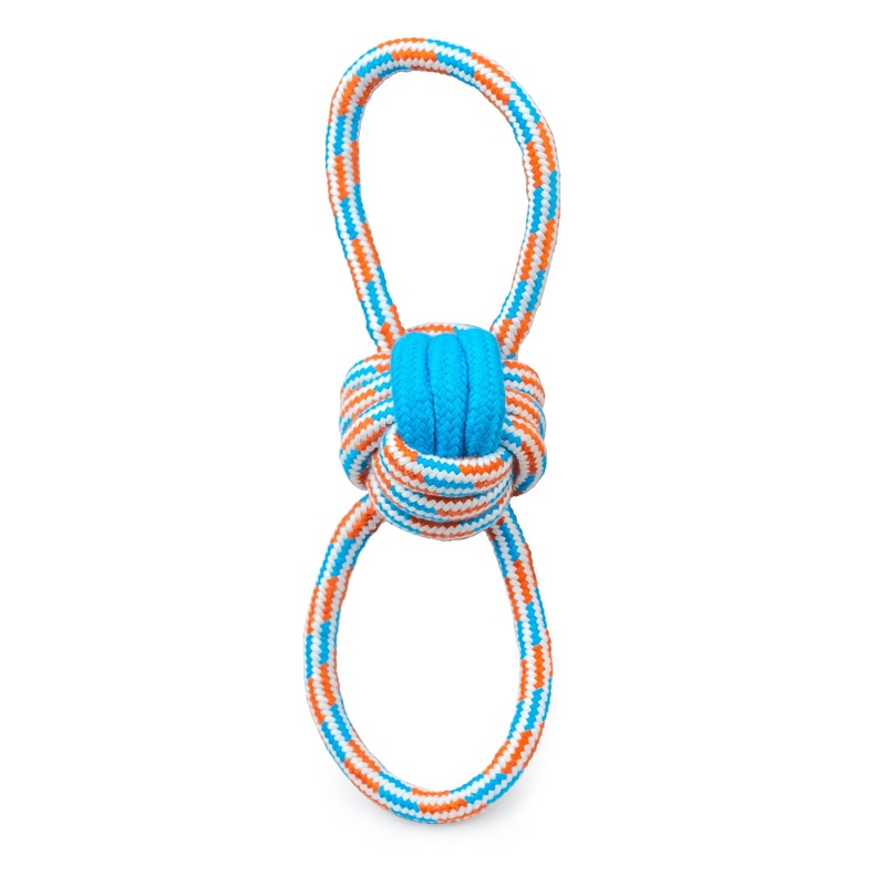 ThoozyPet Figure 8 Knot Ball Rope Dog Toy Blue / Red 11.5