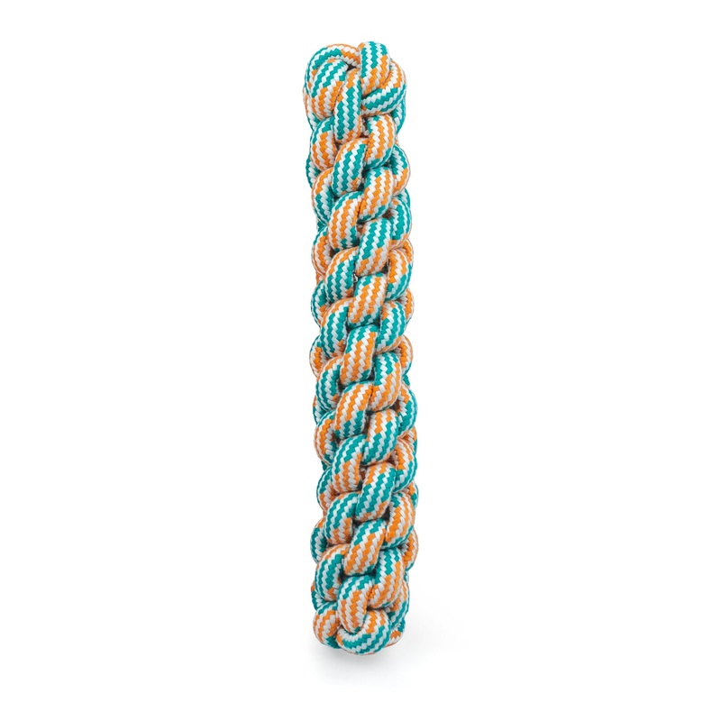 ThoozyPet Knotted Fetch Stick Rope Dog Toy Orange / Teal 12.5