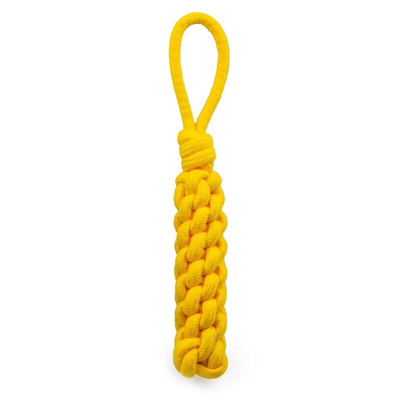 ThoozyPet Knotted Stick Rope Dog Toy with Handle Yellow 11