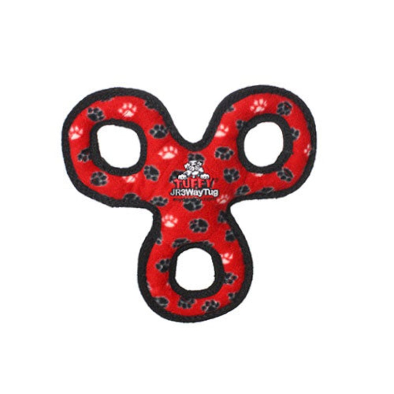 VIP Tuffy Jr 3 Way Tug Paw Dog Chew Toy Red 10.3