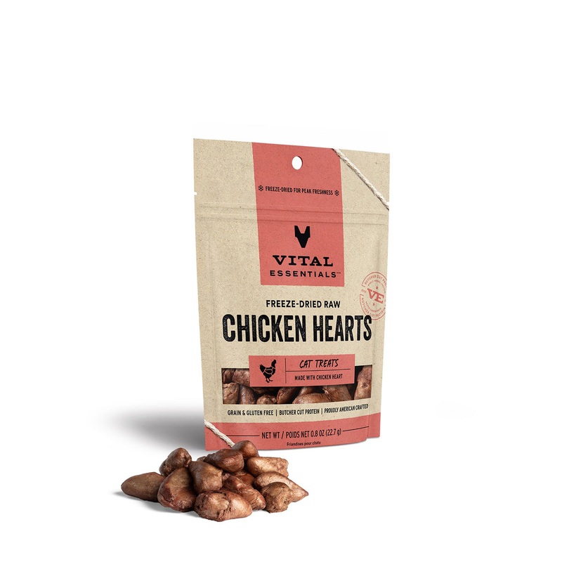 Vital Essentials Freeze-Dried Chicken Hearts Cat Treats, 0.8 oz
