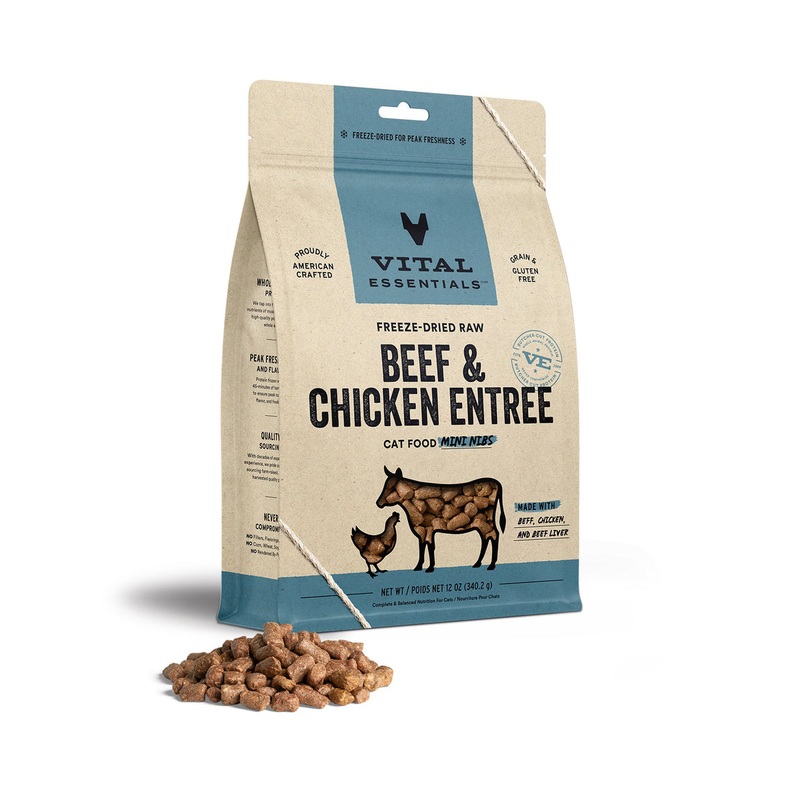 Vital Essentials Freeze-Dried Raw Beef & Chicken Entree Cat Food Mini Nibs, 12 oz