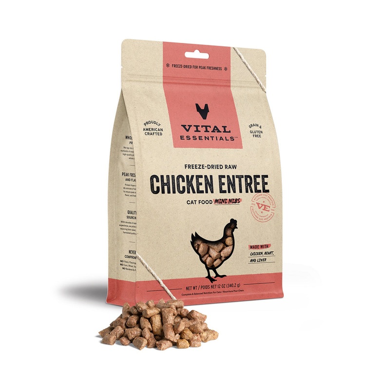 Vital Essentials Freeze-Dried Raw Chicken Entree Cat Food Mini Nibs, 12 oz