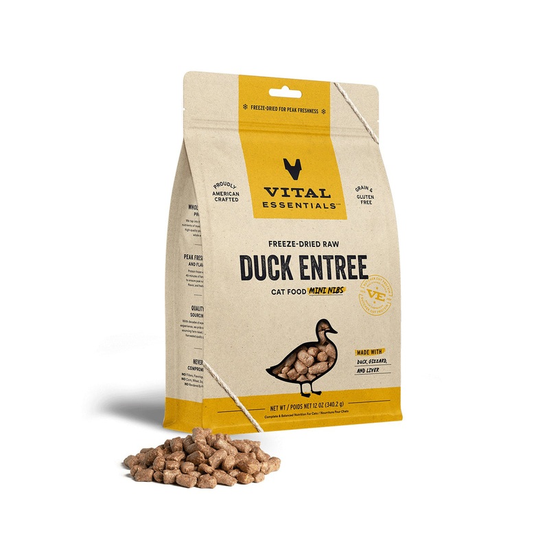 Vital Essentials Freeze-Dried Raw Duck Entree Cat Food Mini Nibs, 12 oz