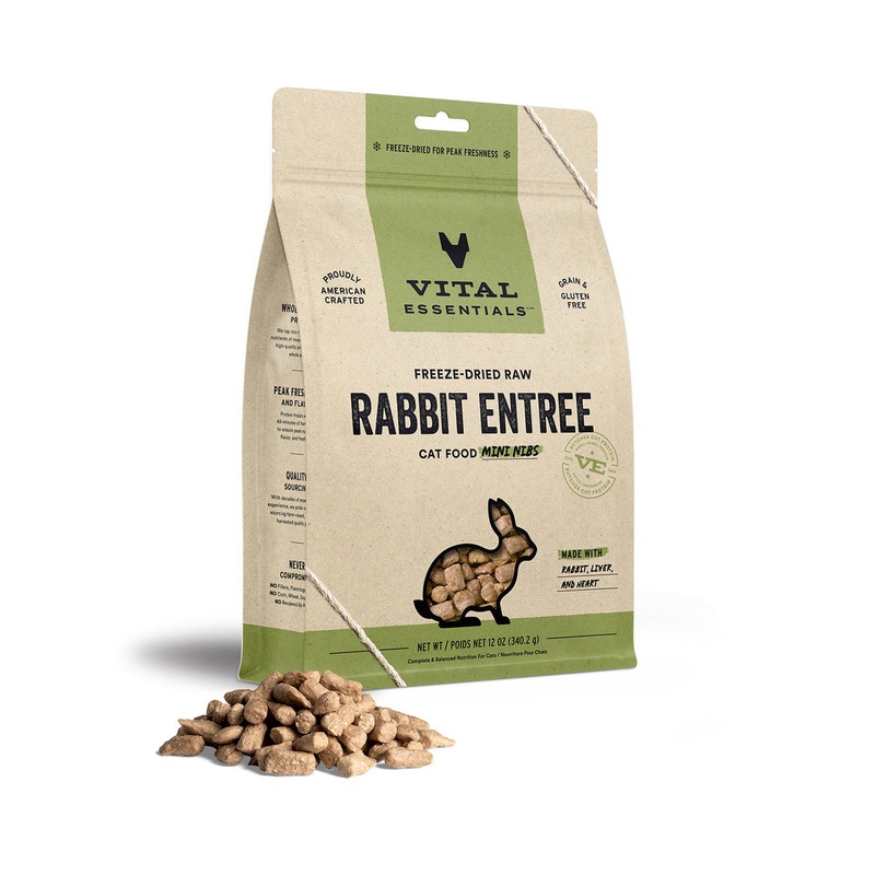 Vital Essentials Freeze-Dried Raw Rabbit Entree Cat Food Mini Nibs, 12 oz