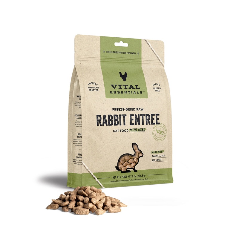 Vital Essentials Freeze-Dried Raw Rabbit Entree Cat Food Mini Nibs, 8 oz