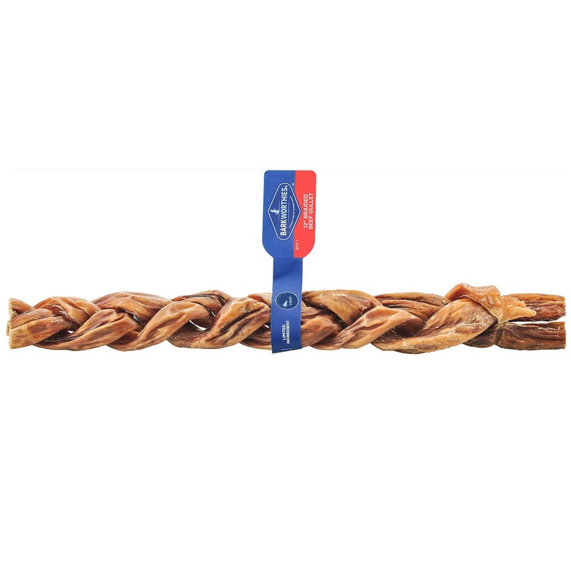 Barkworthies Beef Gullet – Braided – 12” Individual