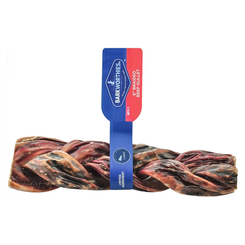 Barkworthies Beef Gullet – Braided – 6” (Case 24) -Ind UPC 816807012463