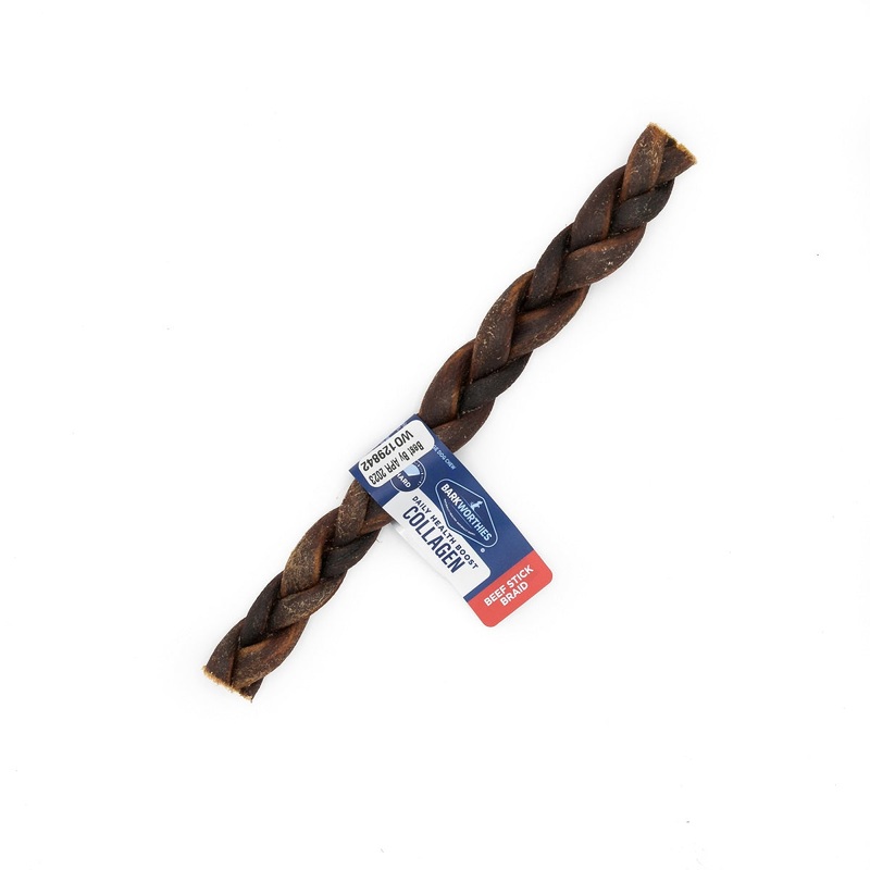 Barkworthies Collagen Beef Stick Braided 9 Bulk (Case of 25)
