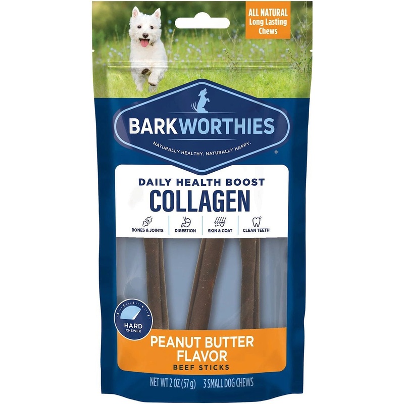 Barkworthies Collagen Beef Sticks Peanut Butter Flavor 6 3 Pack