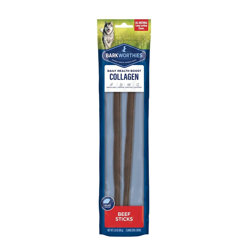 Barkworthies Collagen Beef Sticks Plain 12 2pk