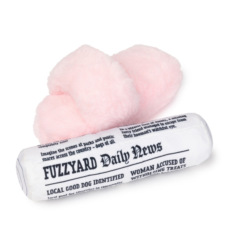 FuzzYard Fetch My Slippers & Paper Plush Dog Toy 2pk