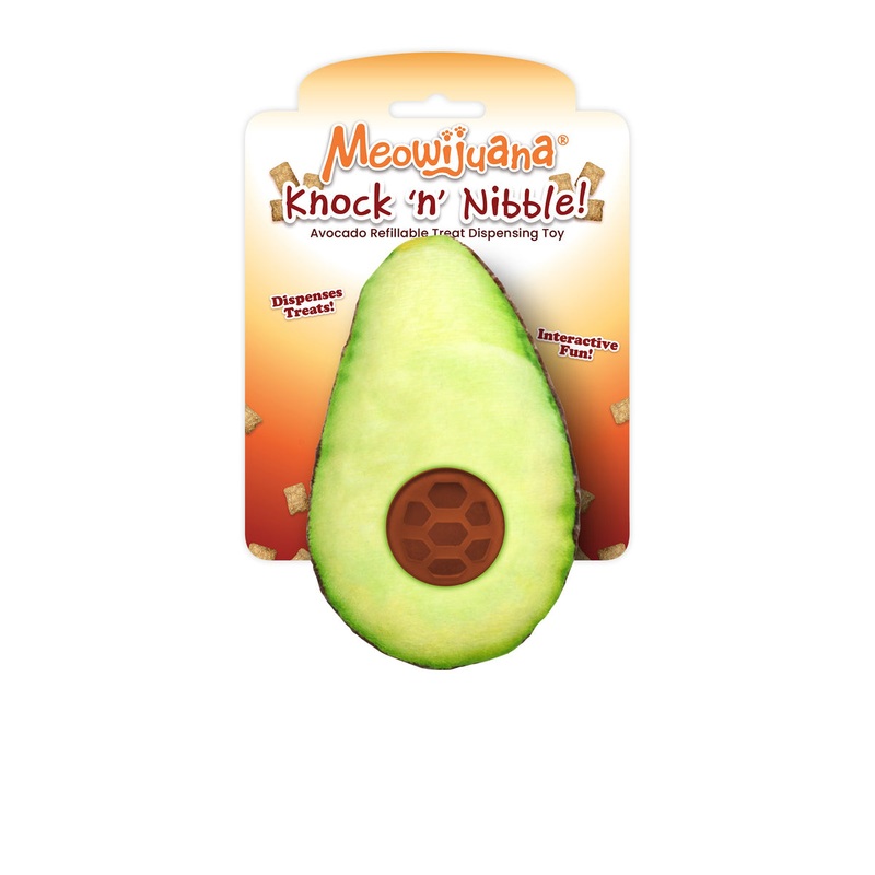 Meowijuana Avocado Knock ‘n’ Nibble Refillable Treat Dispenser Cat Toy