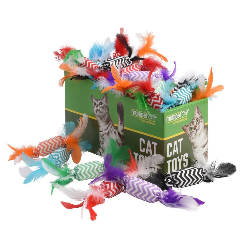 Multipet Candy Crackle w/ Feathers Cat Toy Assorted Colors 8 30pc
