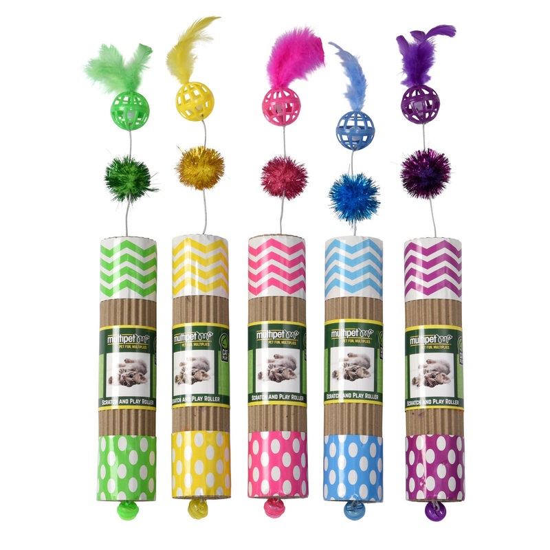 Multipet Cardboard Roller Cat Toy Assorted Colors 17