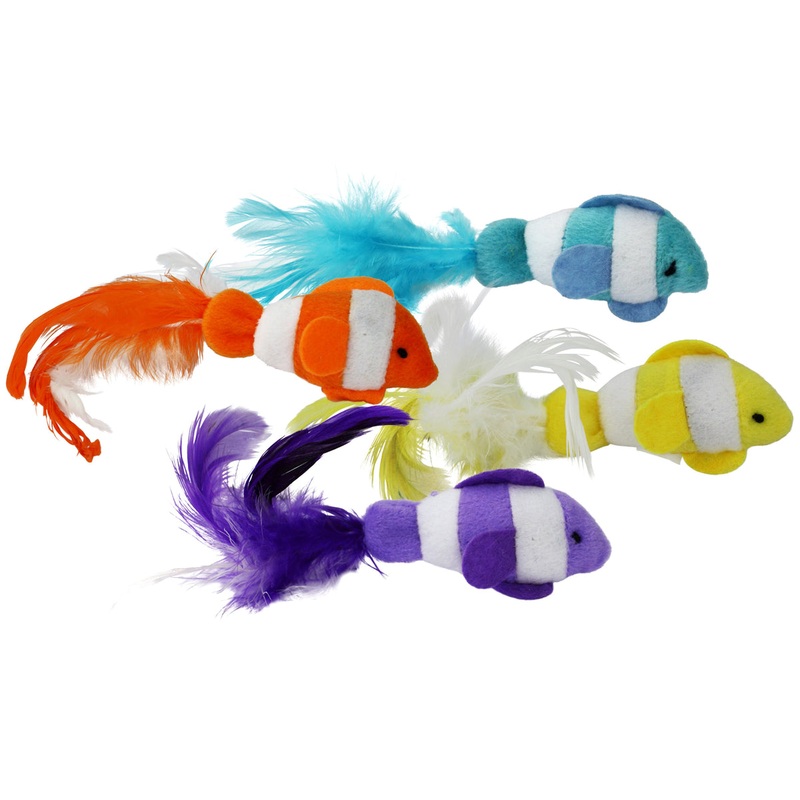 Multipet Clown Fish Cat Toy Assorted Colors 2pk 6