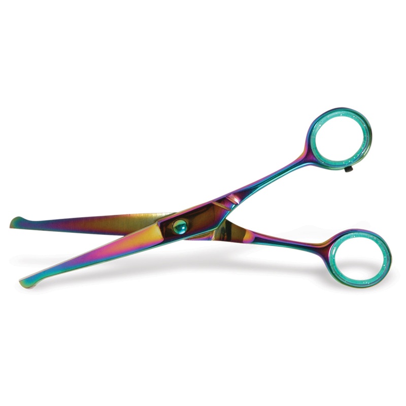 Ball-Tip Curved Grooming Shear in Multicolored Stainless Steel, 6 1/2