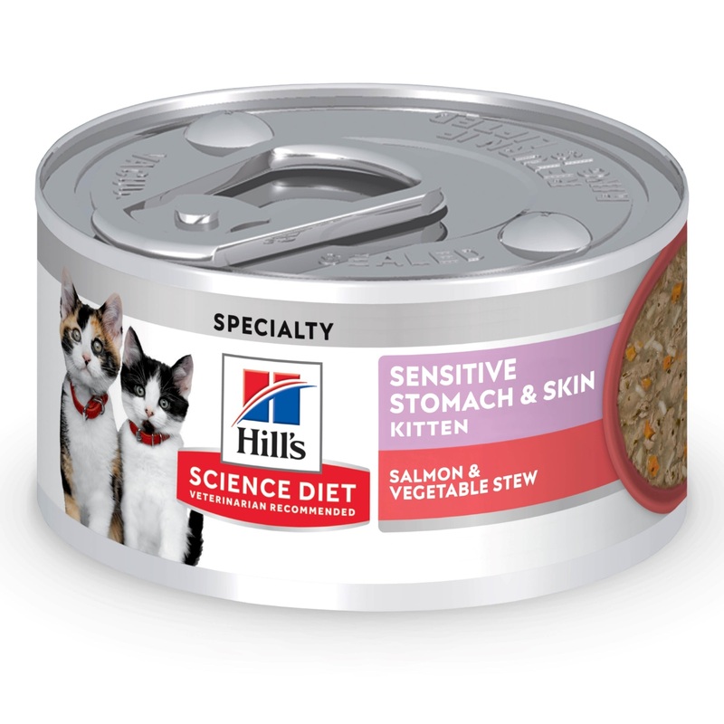 Hill’s Science Diet Kitten Sensitive Stomach & Skin Salmon & Vegetable Stew Canned Wet Cat Food