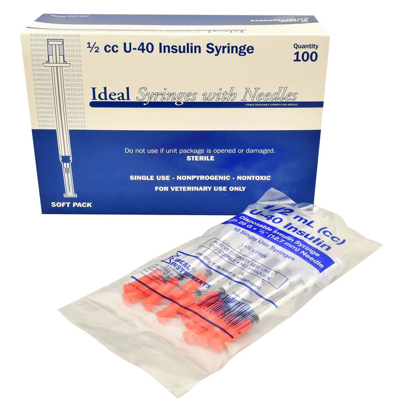 U-40 Syringes with 29G x 1/2 Needles, Box of 100