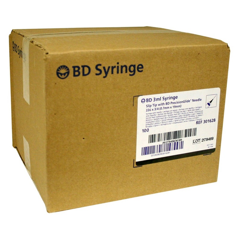 Rx BD Luer-Slip (LS) Syringe with Needle, 3cc LS with 22g x 3/4, 100 ct